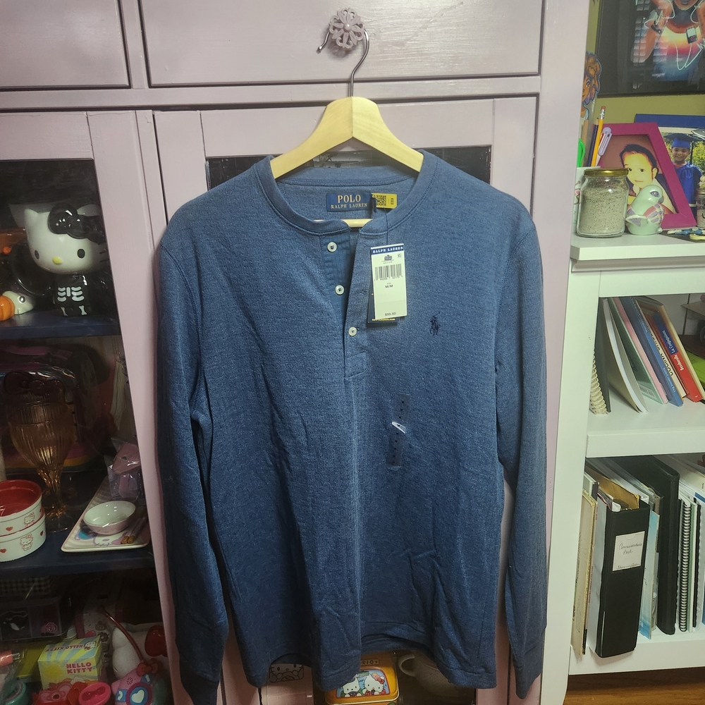 Polo by Ralph Lauren Men's Long Sleeve Blue Henley